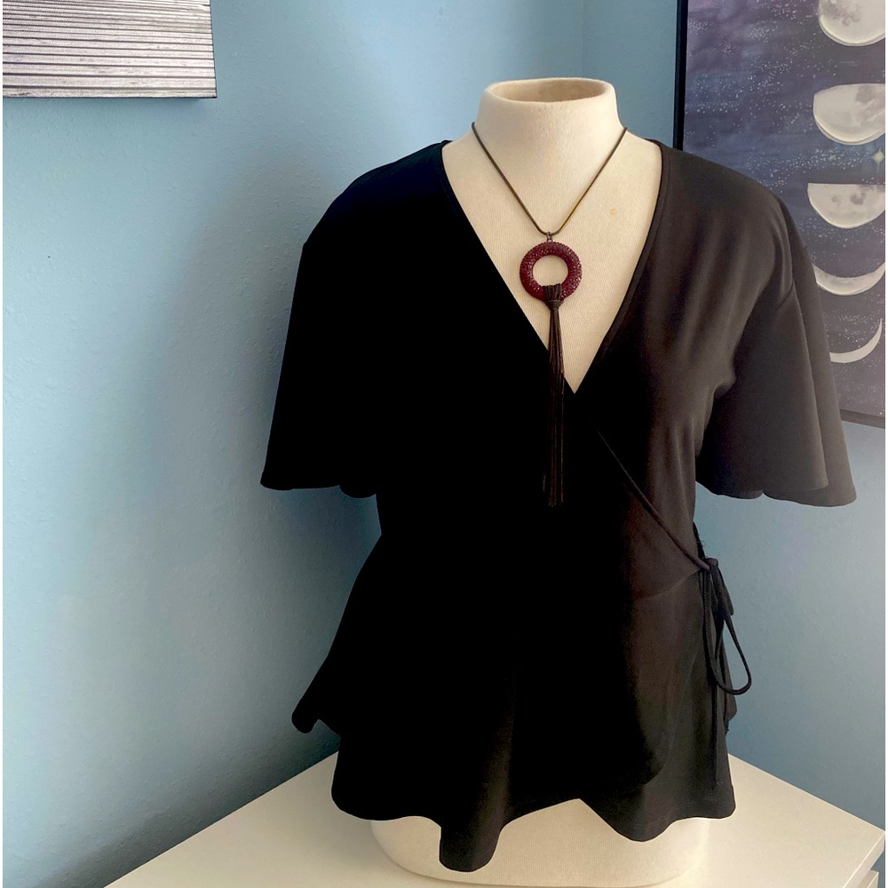 Black wrap blouse Leith brand size large